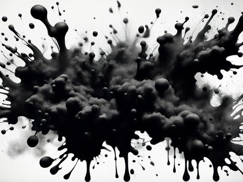 Dynamic Black Ink Splash with Volumetric Texture