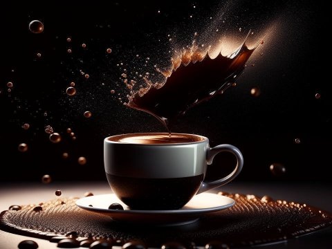 Dynamic Coffee Splash in a Classic Cup
