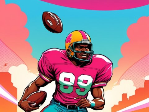 Dynamic Football Player in Vibrant Retro Style