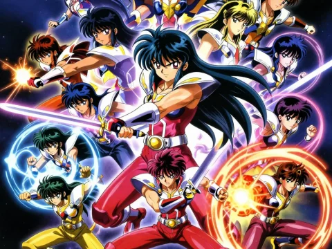 Dynamic Group of Anime Heroes in Action