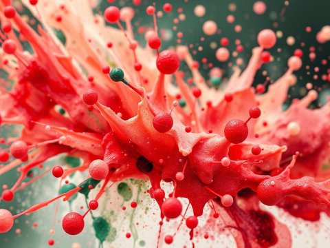 Dynamic Red and Green Paint Splash Abstract
