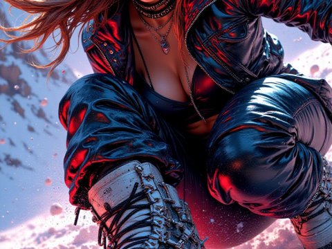 Dynamic Snowboarding Portrait with Reflective Goggles