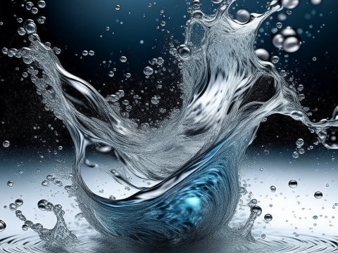 Dynamic Splash of Transparent Water with Bubbles