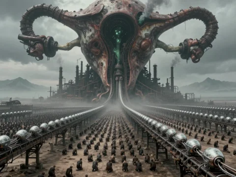 Dystopian Uterine Factory in a Wasteland