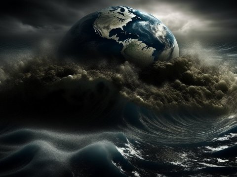 Earth Emerging from Dark Turbulent Waves