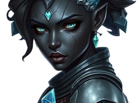 Earth Genasi Warrior with Crystal Adornments