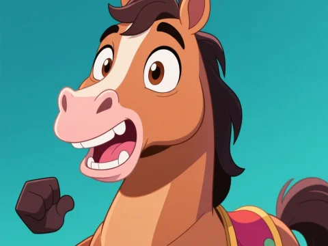 Eccentric Cartoon Horse with Expressive Face