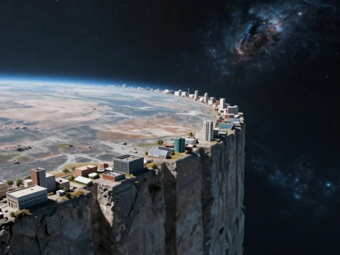 Edge of an Artificial World in Space