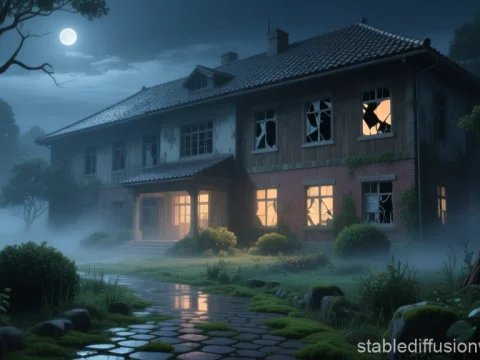 Eerie Abandoned Sanatorium at Night