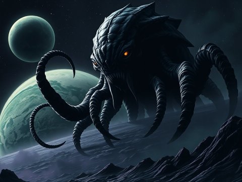 Eerie Cosmic Monster on Alien Planet