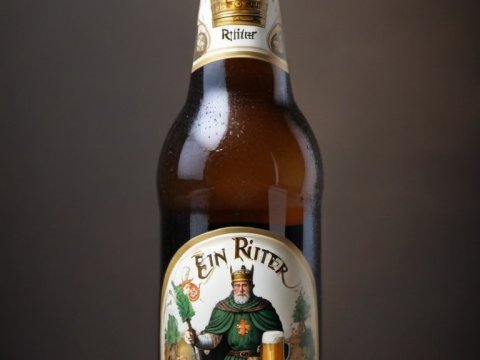 Ein Ritter De Berbe Beer Bottle with Medieval Knight Label