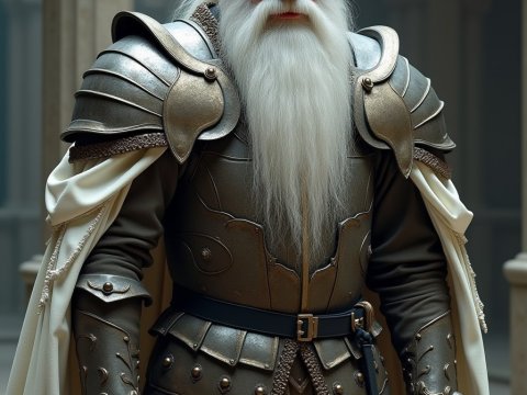Elderly Elf Knight in Ornate Armor
