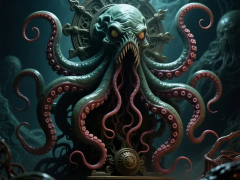 Eldritch Tentacle Idol with Glowing Eyes