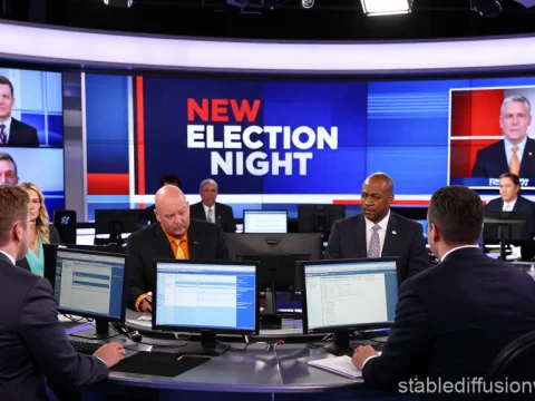 Election Night Newsroom Broadcast with Analysts