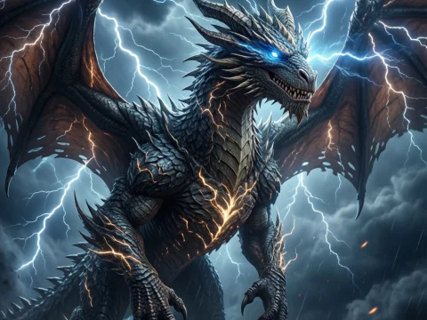 Electric Dragon Amidst Thunderstorm