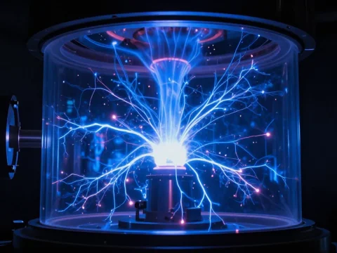 Electric Plasma Discharge in Vacuum Chamber
