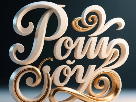Elegant 3D Calligraphy with Gold Accents