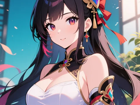 Elegant Anime Girl with Ornate Accessories