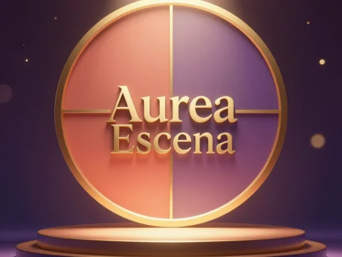 Elegant Aurea Escena Logo on Illuminated Pedestal