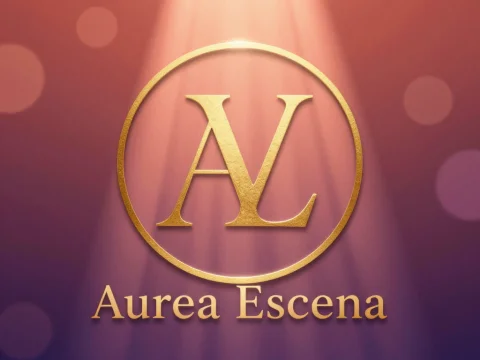 Elegant Aurea Escena Monogram Logo with Golden Glow