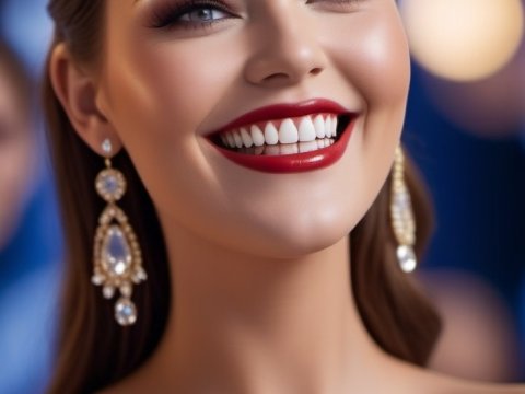 Elegant Beauty Queen with Golden Crown and Jewelry