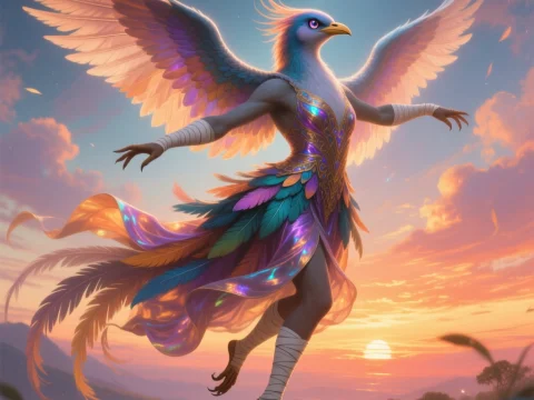 Elegant Bird of Paradise Dancer at Sunset
