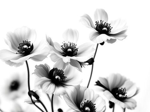 Elegant Black and White Floral Composition