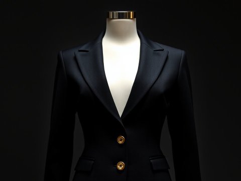 Elegant Black Blazer on Ghost Mannequin