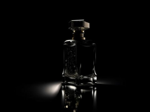 Elegant Black Perfume Bottle with Sparkling Highlights