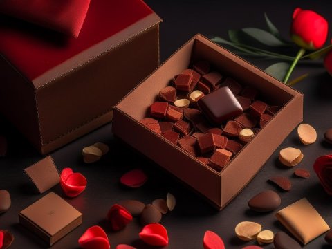 Elegant Box of Chocolates with Rose Petals