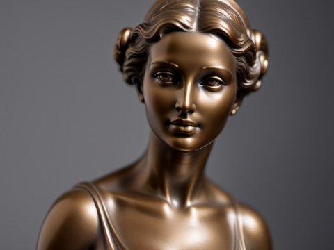Elegant Bronze Statue of a Woman with Classic Hairstyle