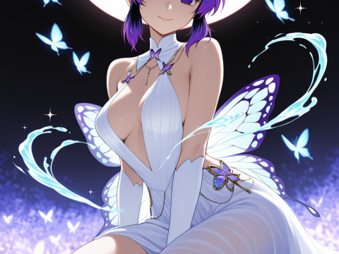Elegant Butterfly Spirit Under the Full Moon