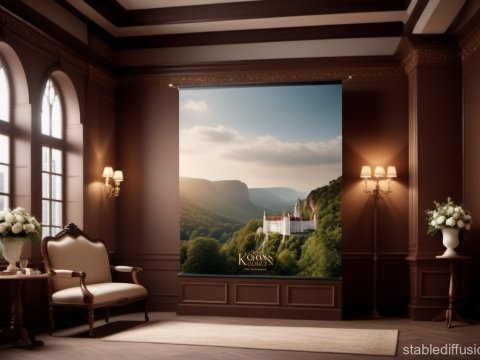 Elegant Classic Room with Scenic Castle Landscape Poster