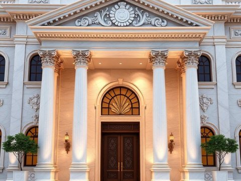 Elegant Classical Building Entrance with Corinthian Columns