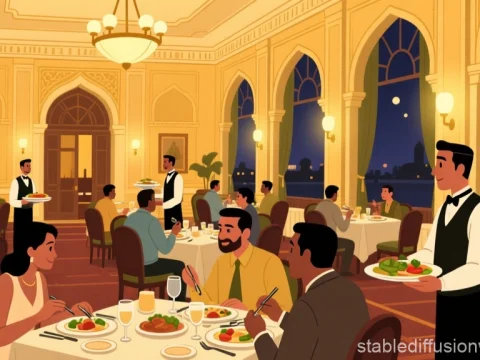 Elegant Dining Scene at Taj Mahal Palace Restaurant