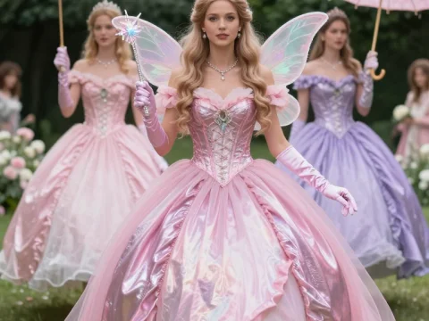 Elegant Fairy Tale Princesses in a Garden