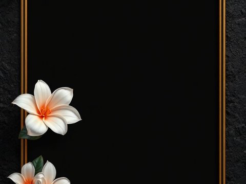 Elegant Floral Frame with Gold Accents on Dark Background