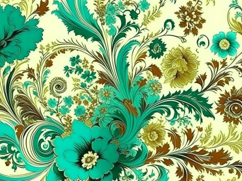 Elegant Floral Pattern with Turquoise and Brown Accents