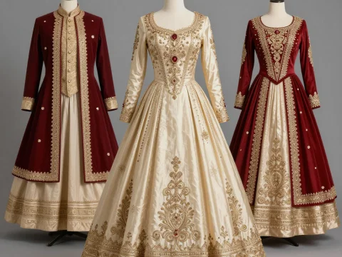 Elegant Futurist Bengal Prince Dresses with Intricate Gold Embroidery
