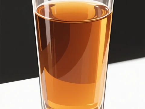 Elegant Glass of Amber Liquid with Light Reflection