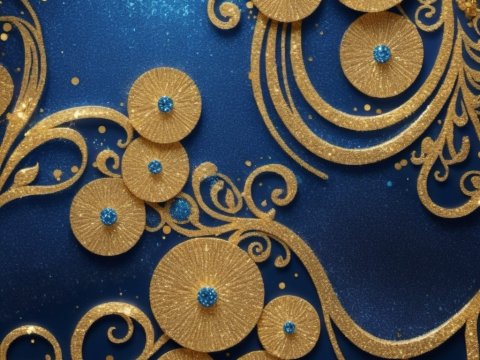 Elegant Gold and Blue Ornamental Pattern