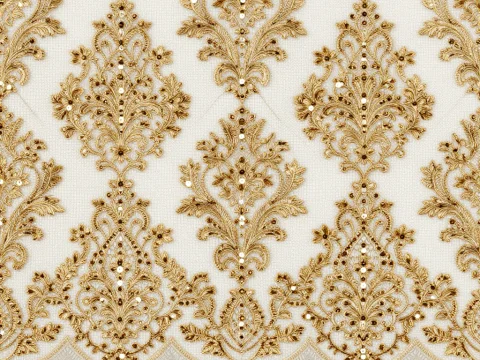 Elegant Gold Embroidered Lace Texture
