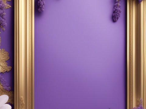 Elegant Gold Frame with Purple and White Floral Accents
