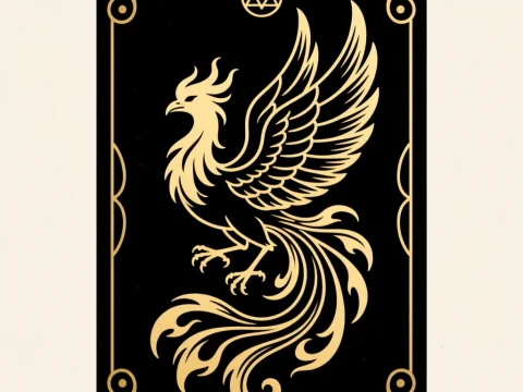 Elegant Gold Phoenix Tarot Card Design