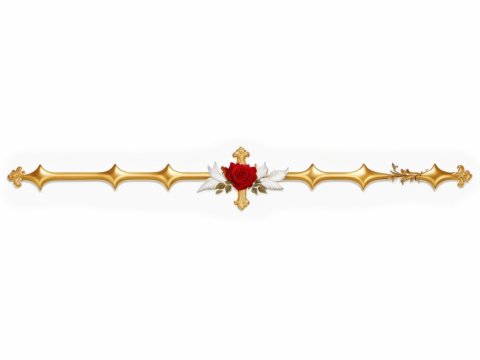 Elegant Golden Divider with Red Rose and White Feathers