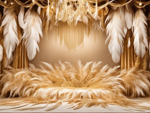 Elegant Golden Feather Event Backdrop