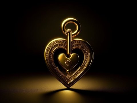 Elegant Golden Heart Pendant on Dark Background