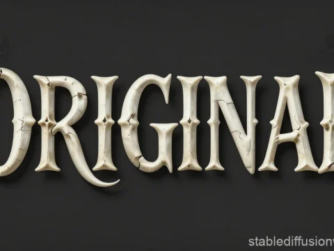 Elegant Gothic Bone Text Spelling ORIGINAL