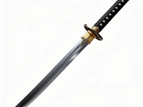 Elegant Gothic Japanese Katana with Gold Accents