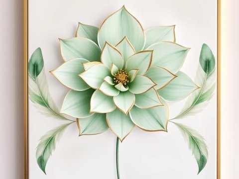 Elegant Green Lotus Flower with Gold Accents